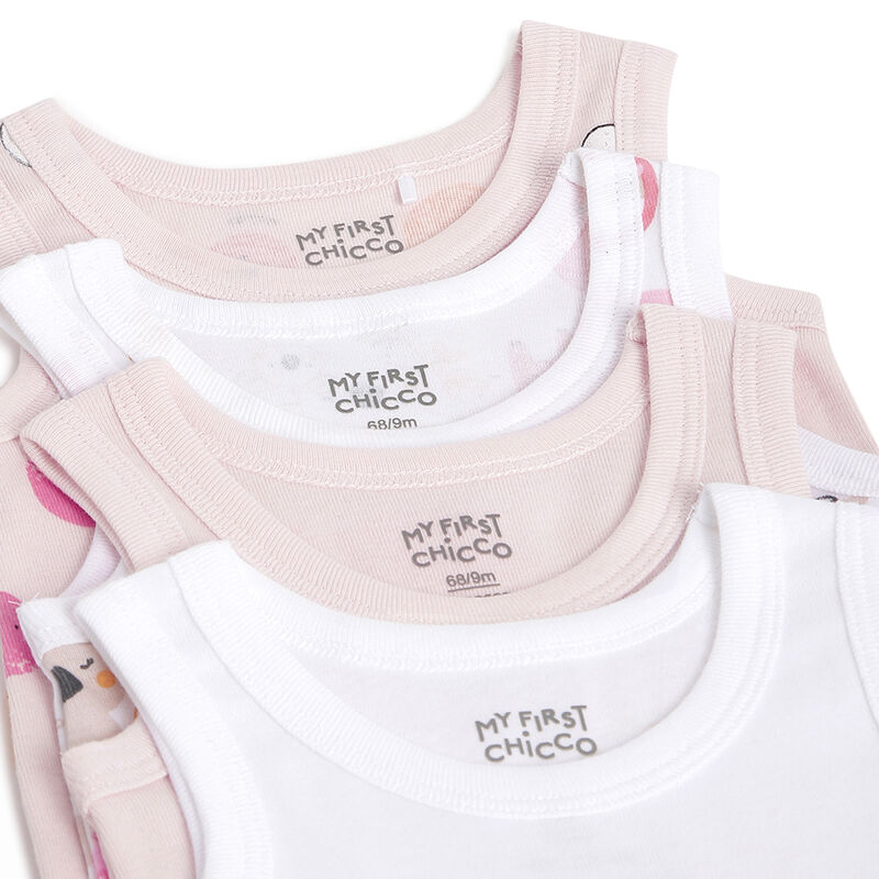 Infants White & Pink Sleeveless Bodysuit (Pack of 4) image number 10